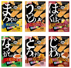 Sunrise Gonta's fillet chicken jerky (chicken x cheese strips, sweet potato x chicken stripe, 6 flavours) for dogs.