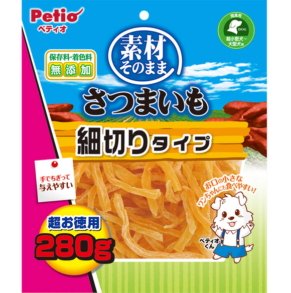 Petio freeze-dried sweet potato thin slices 280g, for dogs.