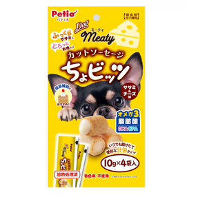 Petio Meaty Cut Sausage Chobits, Chicken & Cheese Flavor, 10g x 4 bags