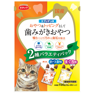 Smack - Cat Every Dental Variety Pack for Cats - Bonito and Tuna Flavors, 100g.