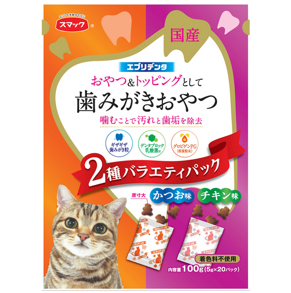 Smack - Cat Every Dental Variety Pack for Cats - Bonito and Chicken Flavor, 100g.