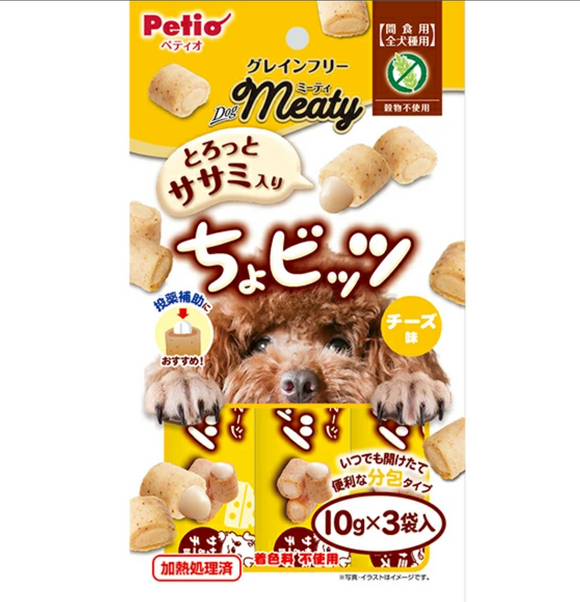 Petio Meaty Cut Sausage Chobits, Chicken & Cheese Flavor, 10g x 4 bags