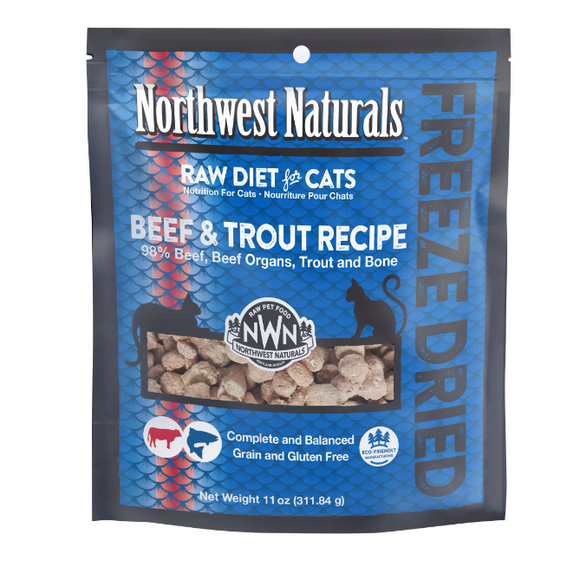 Northwest cat freeze dried nibbles Beef & Trout Recipe 11oz