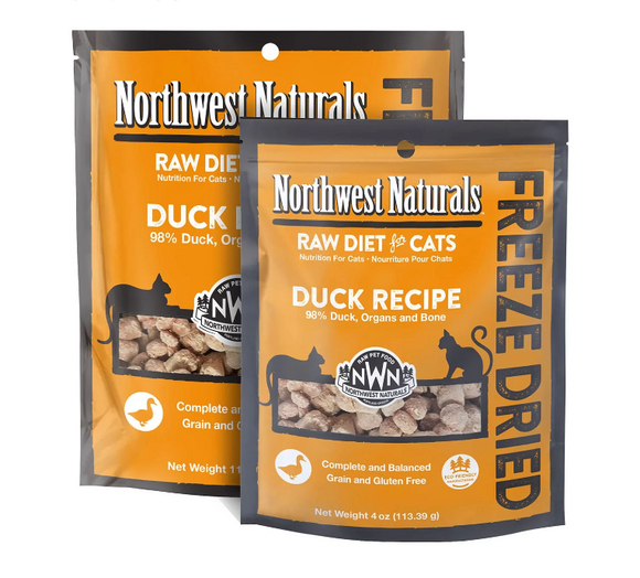 Northwest freeze dried nibbles Duck Recipe 11oz, for cats.