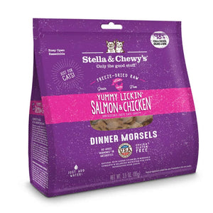 Stella & Chewy's Yummy Lickin’ Salmon & Chicken Freeze-Dried Raw Dinner Morsels.