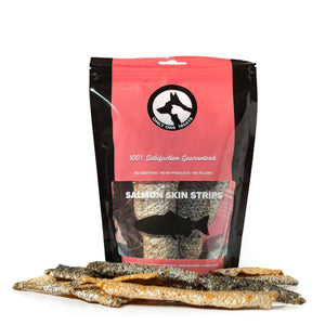 Only One Treats - Wild Pacific Salmon Skins Strips 三文鱼皮, 85g, for Dogs.