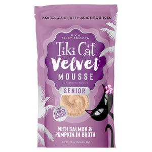 Tiki Cat® Velvet Mousse™ Senior Mousse with Salmon & Pumpkin in Broth