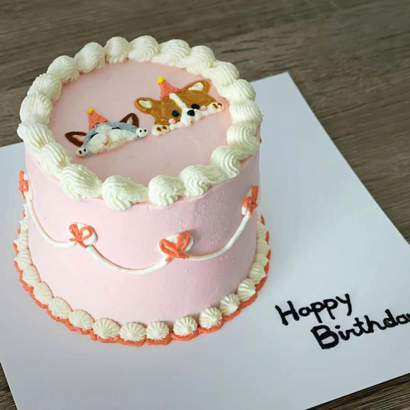 Vintage Style MEAT Cake with Customized Hand Drawn Pet Portraits 🎂